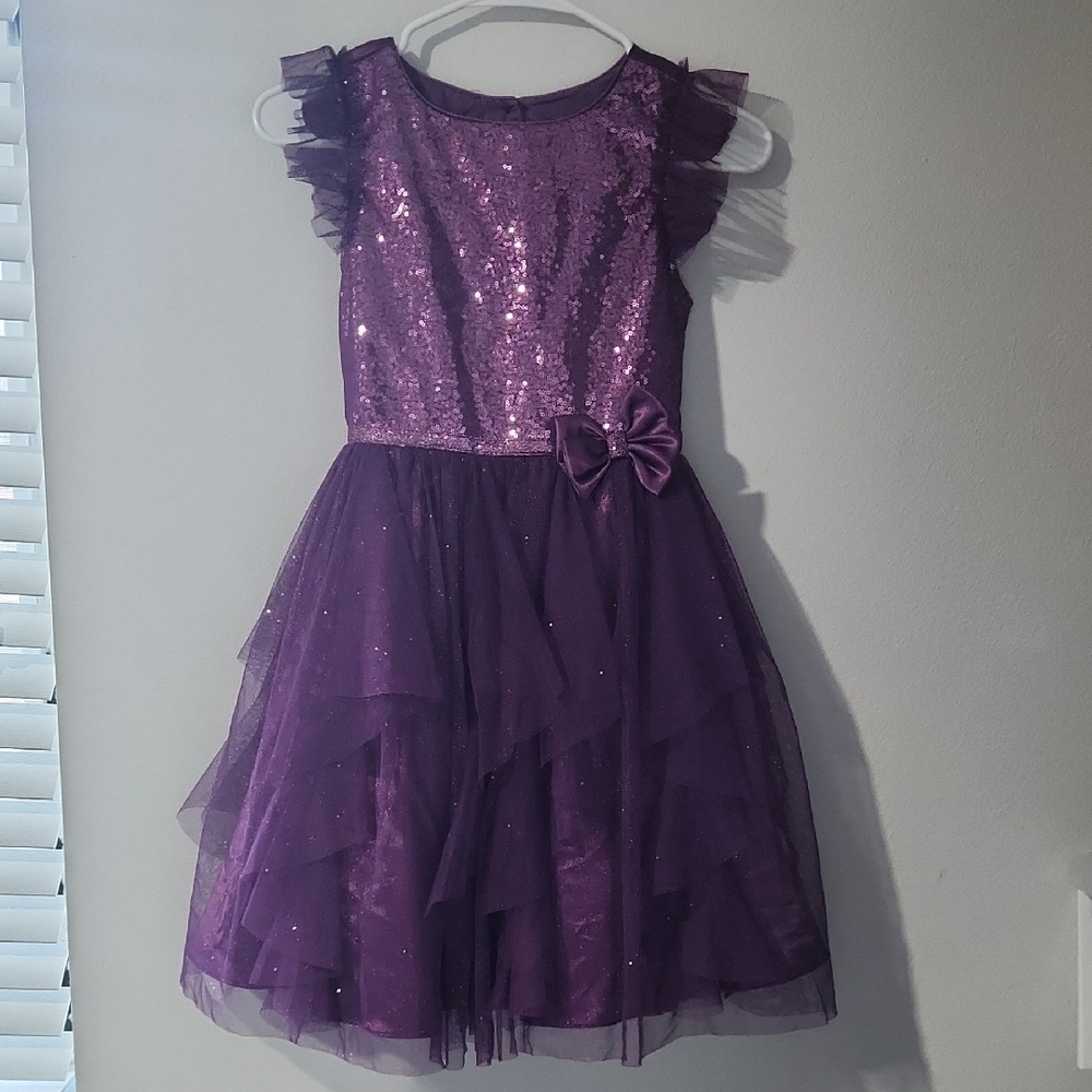 Girls Jona Michelle Purple Satin Dress Size 10